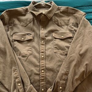 Brown Denim Pearl Snap Shirt